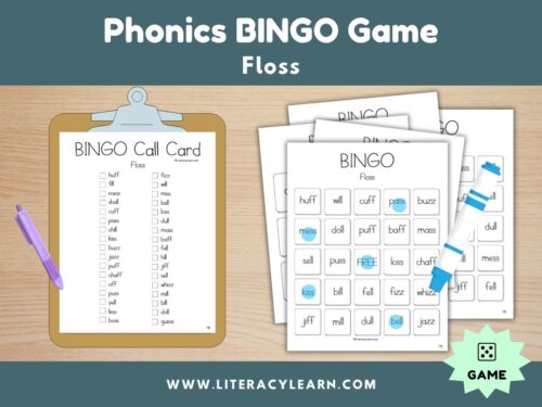 Cover showing floss word bingo game.