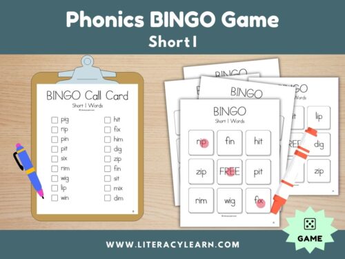 Cover photo for short i bingo game.