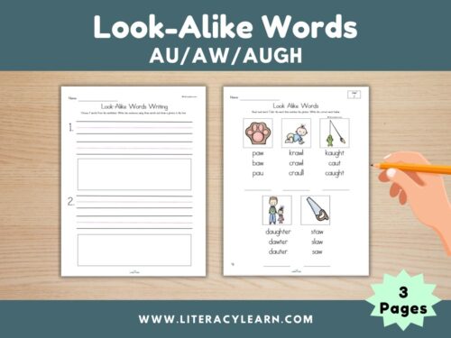 Look-alike words for au/aw/augh.
