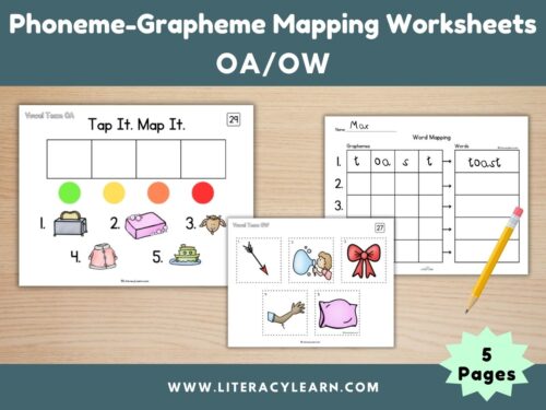 Phoneme-Grapheme Mapping Worksheets: Vowel Teams OA/OW (Long O)