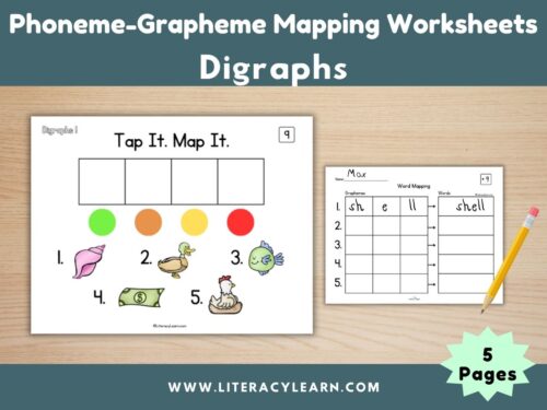 Phoneme-Grapheme Mapping Worksheets: Digraphs