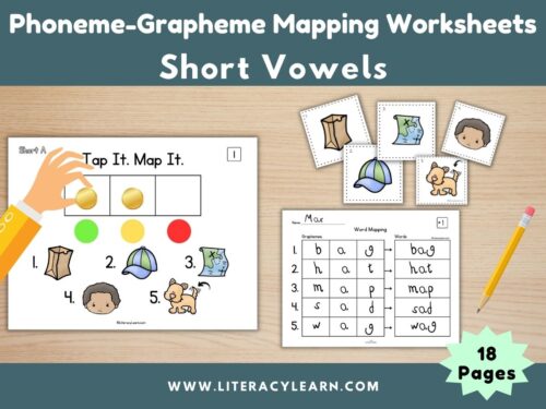 Phoneme-Grapheme Mapping Worksheets: Short Vowels