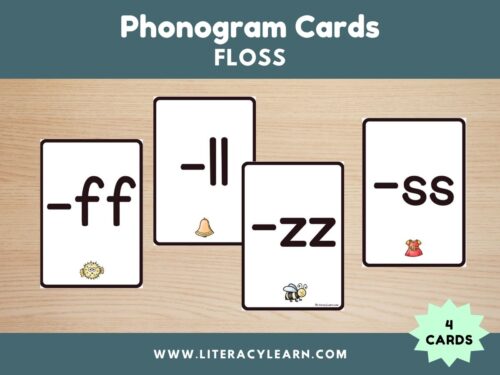 Graphic titled, "Phonogram Cards: FLOSS."