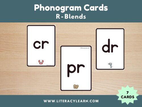 Graphic titled, "Phonogram Cards: R-Blends."