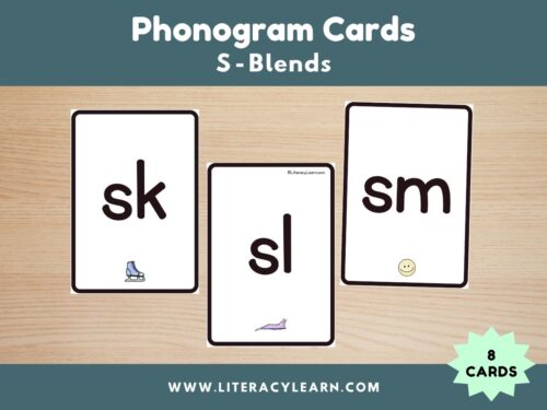 Graphic titled, "Phonogram Cards: S-Blends."