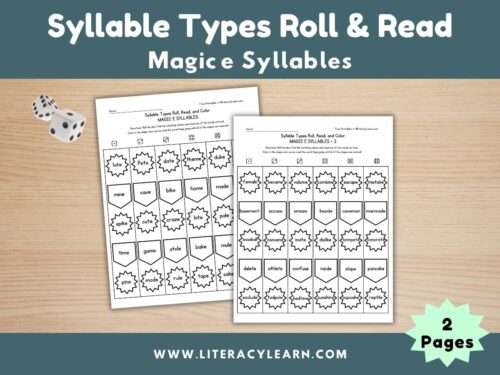 Graphic titled, "Syllable Types Roll & Read: Magic e Syllables."