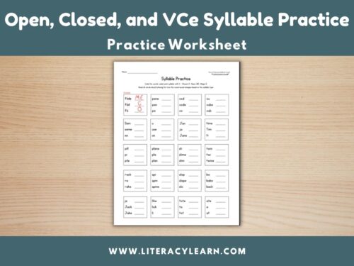 Open, Closed, and VCe Syllable Type Practice