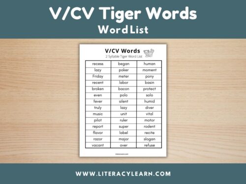 Cover photo for tiger word list.