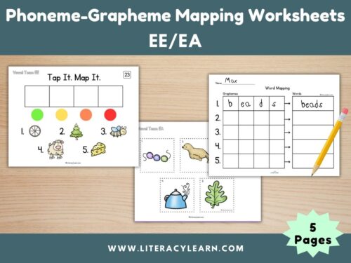 Phoneme-Grapheme Mapping Worksheets: Vowel Teams EE & EA