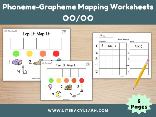 Phoneme-Grapheme Mapping Worksheets: Vowel Team OO