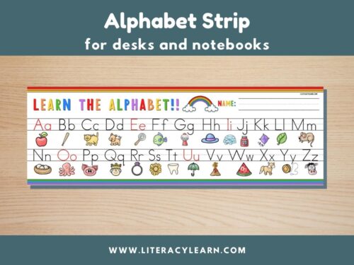 Graphic titled, "Alphabet Strip: Rainbow themed."