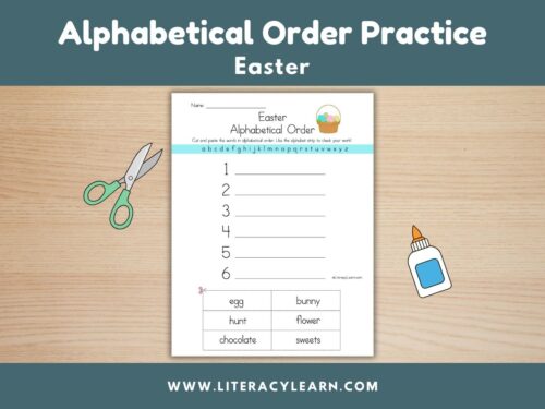 Graphic titled, "Alphabetical Order Practice: Easter."