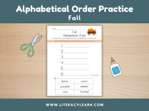 Graphic titled, "Alphabetical Order Practice: Fall."