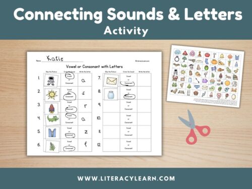 Cover showing activity for connecting letters and sounds activity.