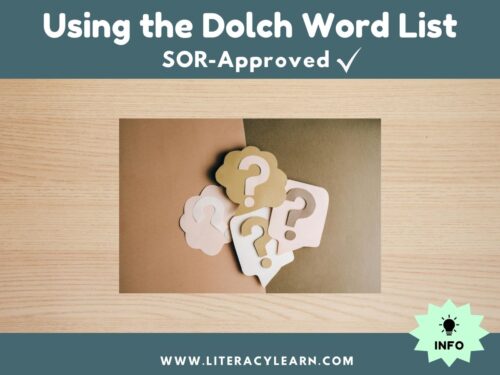 Cover graphic for informational article entitled, "Using the Dolch Word List: SOR-Approved."