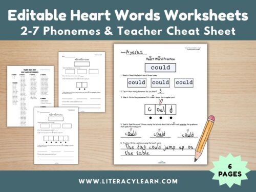 Editable Heart Words Worksheets (+ Teacher Cheat Sheet)