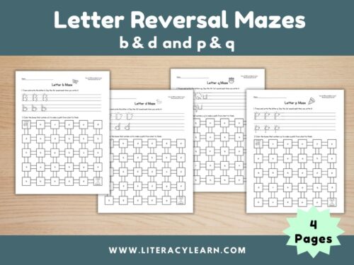 Cover showing letter reversal maze worksheets.