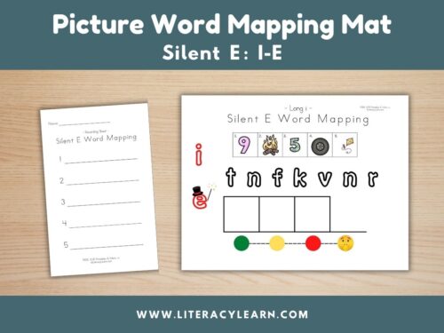 Graphic titled, "Picture Word Mapping Mat: Silent e, I-E."