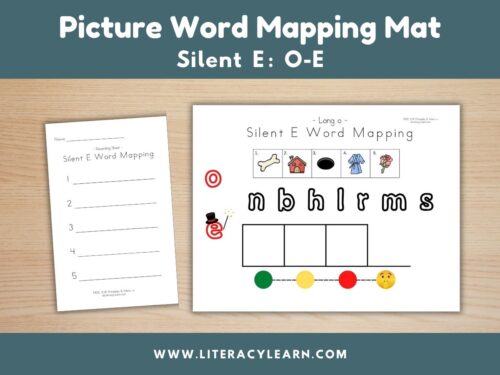 Graphic titled, "Picture Word Mapping Mat: Silent e, O-E."