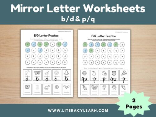 Mirror Letter Practice Worksheets (b/d & p/q)