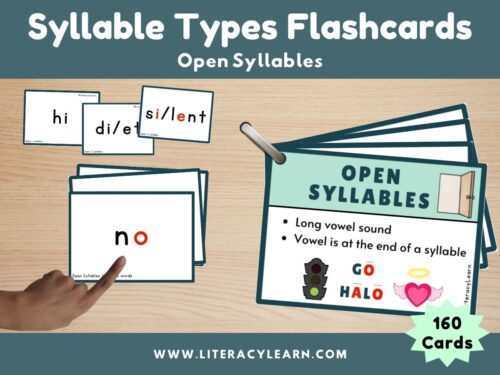 Cover photo for open syllable flashcards.