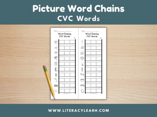 Graphic titled, "Picture Word Chains, CVC Words."