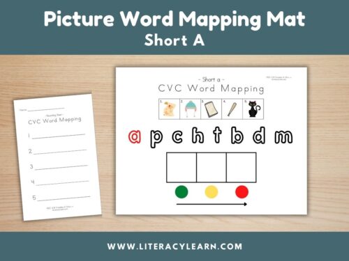Graphic titled, "Picture Word Mapping Mat: CVC, Short A."