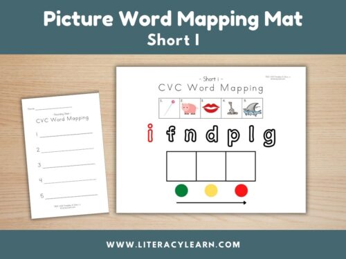 Graphic titled, "Picture Word Mapping Mat: CVC, Short I."