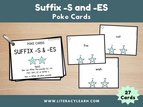 Graphic titled, "Suffix -s and -es."