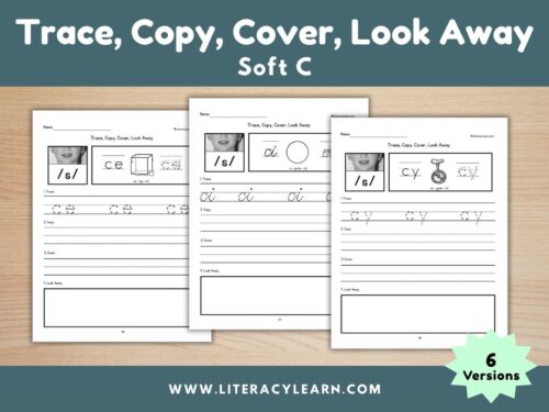 Graphic titled, "Trace, Copy, Cover, Look Away: Soft C."