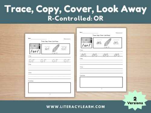 Graphic titled, "Trace, Copy, Cover, Look Away: R-controlled: OR."