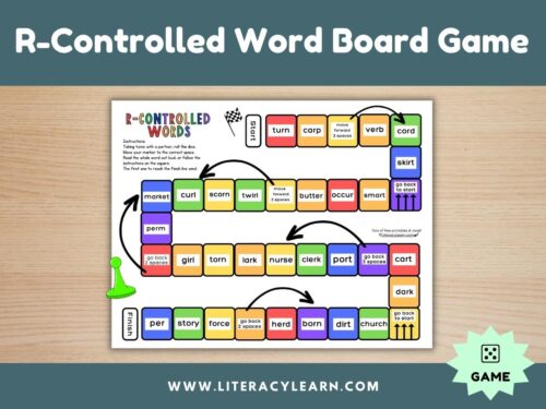 Cover for r-controlled word board game.