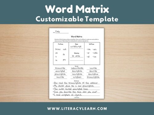 Graphic showing a customizable word matrix.