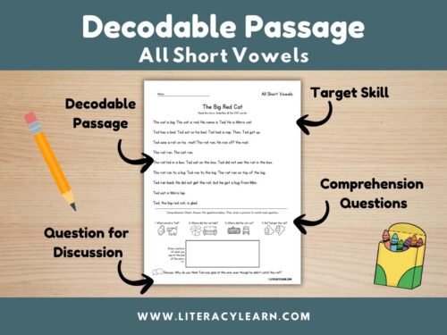 Cover photo for short vowels decodable passage.