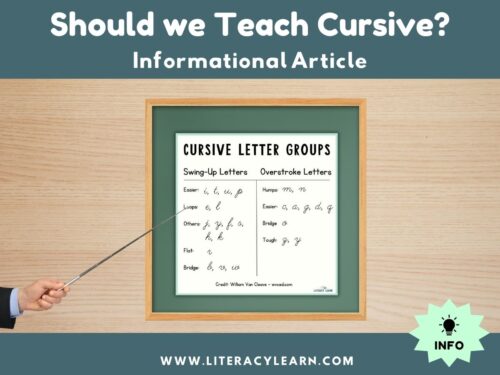 Cover showing cursive handwriting informational article.