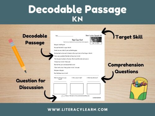 Cover photo showing decodable story for digraph kn.