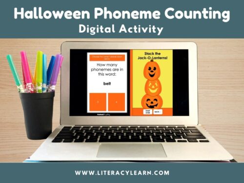 Graphic titled, "Halloween Phoneme Counting."
