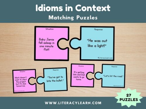 Graphic titled, "Idioms in Context: Matching Puzzles."