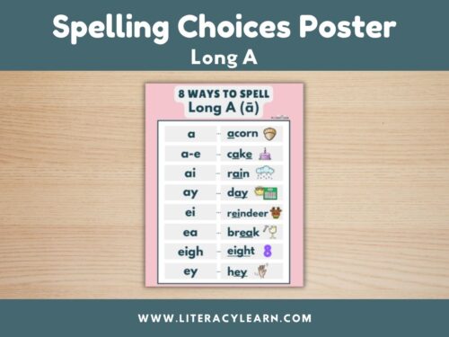 Cover showing Long A Spelling Choices poster.