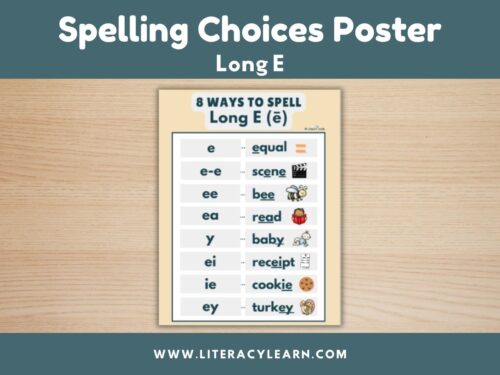 Cover showing Long E Spelling Choices poster.