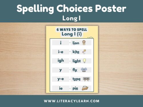 Cover showing Long I Spelling Choices poster.