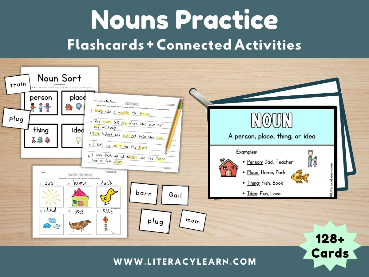 Noun Flashcards: 120+ Flashcards with Extension Activities - Literacy ...