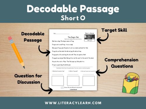 Cover photo for short o decodable passage.