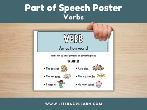 Cover photo showing the part of speech poster for verbs.
