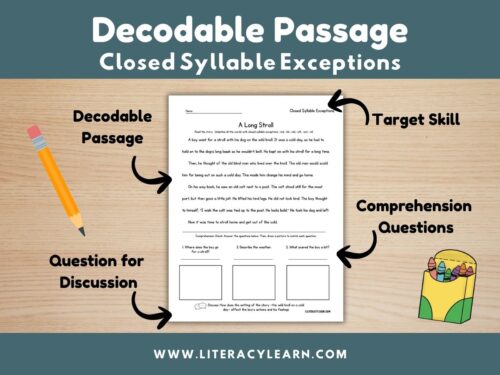 Cover photo showing decodable story for closed syllable exception words.