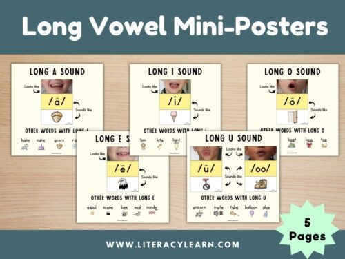 Cover image showing 5 long vowel mini-posters.