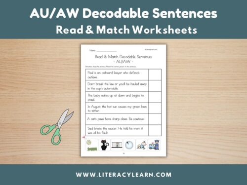 Cover image for decodable sentences for au/aw words.