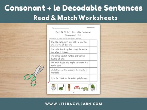 Cover image for decodable sentences for C+le words.