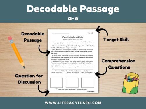 Cover photo showing decodable story for a-e words.