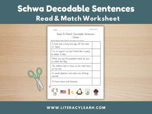 Cover image for decodable sentences for schwa words.